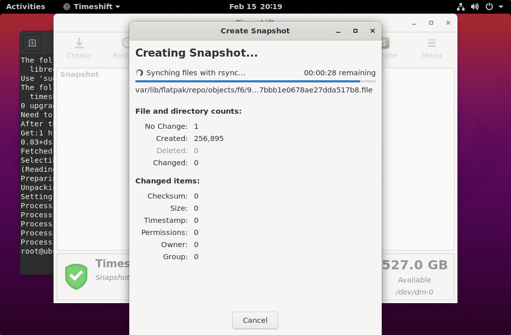 Создание моментального снимка на TimeShift Ubuntu 22.04 20.04