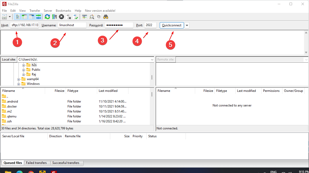 Подключение SFTPGo с помощью удаленного клиента