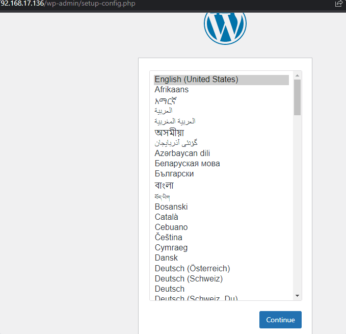 Выберите язык WordPress