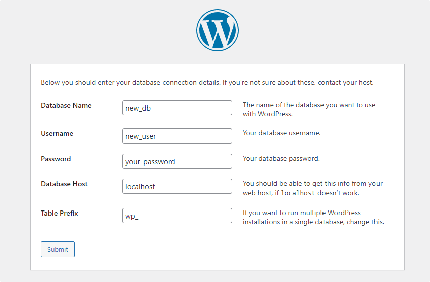 Добавить базу данных MariaDB на WordPress