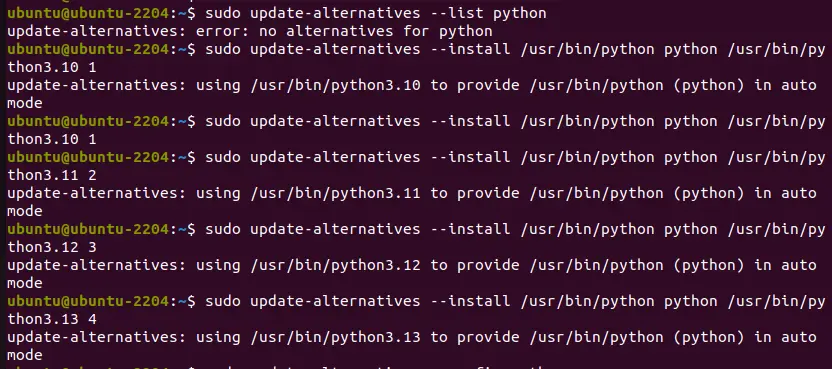 Установите Python 3.13, 3.12 или 3.11 на Ubuntu 24.04, 22.04 или 20.4 ...