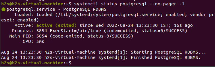 проверить состояние службы PostgreSQL