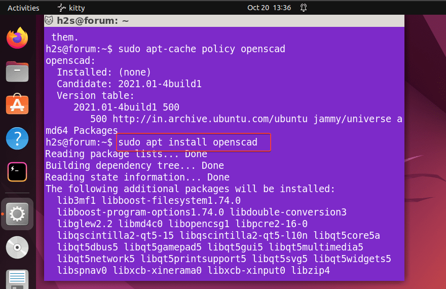 команда для установки openscad на Ubuntu 22.04