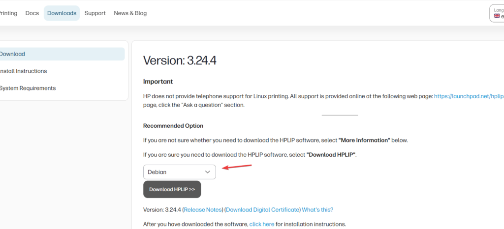 Скачать HPLIP последней версии для Ubuntu 24.04
