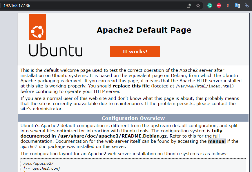 Apache страница по умолчанию ubuntu 22.04