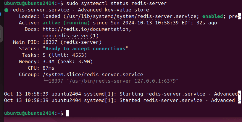 Проверка состояния сервера Redis в Ubuntu 24.04 Linux