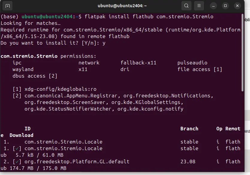 Flatpak установка Stremio на Ubuntu linux