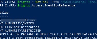 получение разрешений на ключ реестра с помощью powershell