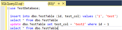 выполнить запрос T-SQL к базе данных