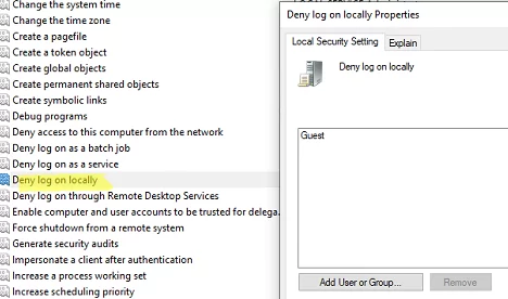 Запретить вход в систему локально с помощью GPO