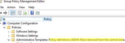 Определения политики (файлы ADMX), извлекаемые из центрального хранилища