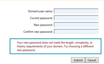политика паролей домена при установке нового пароля на веб-доступе к удаленному рабочему столу