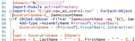 массовое создание нового пользователя active-directory из csv-файла с помощью сценария powershell