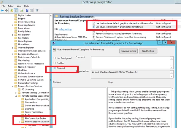 Использование графики Advanced RemoteFX для RemoteApp - gpo