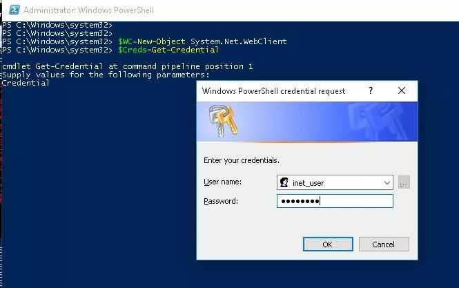 powershell: получение учетных данных для аутентификации на прокси-сервере 