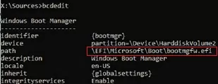 bcdedit: менеджер загрузки windows bootmgfw.efi