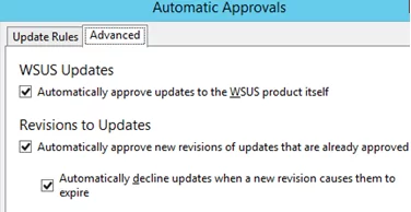 автоматическое утверждение обновлений для самого продукта wsus