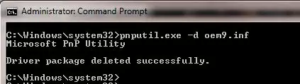 pnputil Пакет драйвера успешно удален