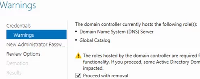 Принудительное удаление контроллера домена Active Directory