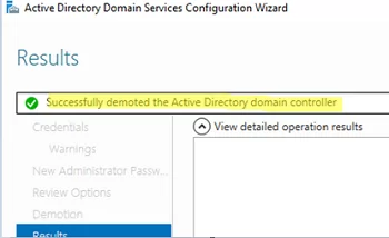 Успешное понижение контроллера домена Active Directory