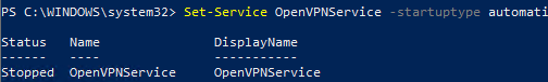 запуск службы OpenVPNService в Windows