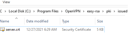 openvpn server certifate fil в папке issued