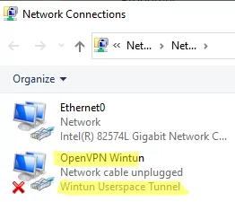 Сетевой адаптер OpentVPN wintun userspace tunnel