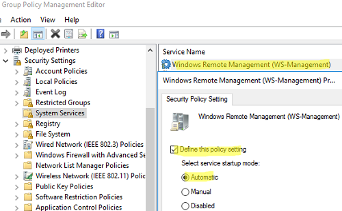Автоматический запуск службы Windows Remote Management (WS-Management)