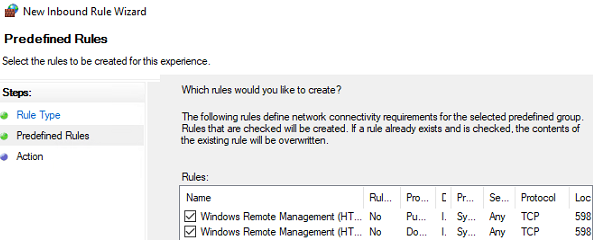 открыть порты брандмауэра Windows Remote Management