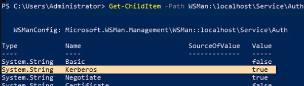 Типы аутентификации WSMan - kerberos и negotiate