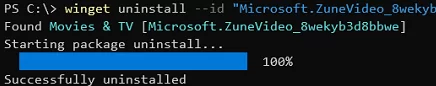 winget удаление приложения из cmd