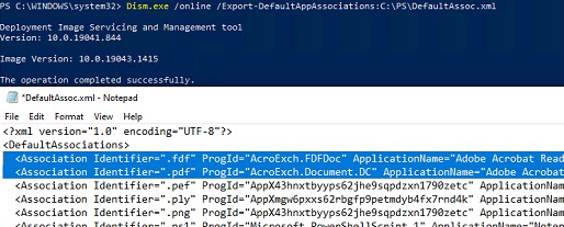 dism: экспорт ассоциаций приложений по умолчанию