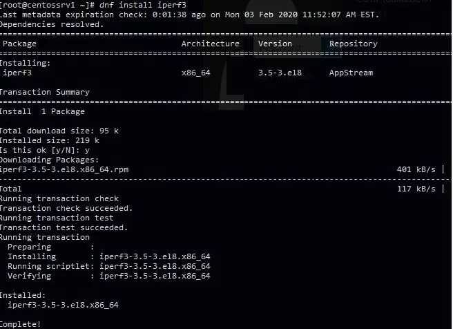 установить iperf3 на linux centos через yum или dnf