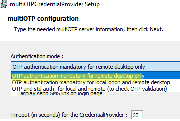 включить: OTP-аутентификация обязательна только для удаленного рабочего стола