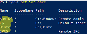 Get-SmbShare - список общих папок в Windows