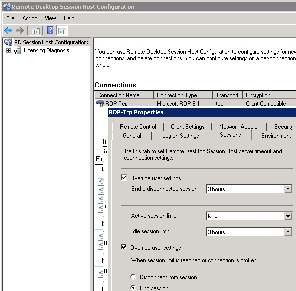 tsconfig.msc ограничения сеансов на windows server 2008 r2