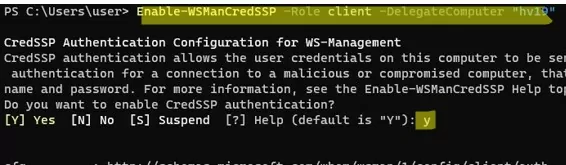 включить клиент wsmancredssp