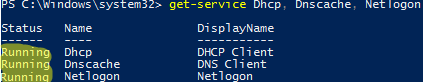 Проверка DNS-клиента, DHCP-клиента и службы NetLogon с помощью PowerShell
