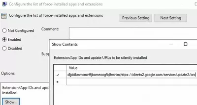 установить расширения chrome через gpo: Настройка списка принудительно устанавливаемых расширений