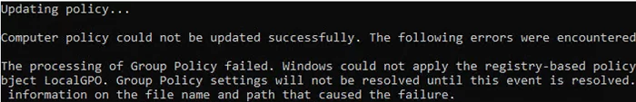 Обработка групповой политики не удалась - Windows не смогла применить параметры политики для GPO