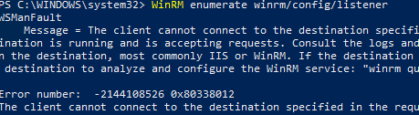 Ошибка перечисления WinRM WSManFault 