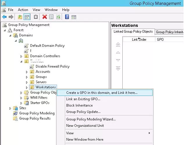 gpmc - Создать GPO в этом домене и связать его 