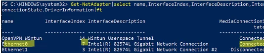 powershell - получить список подключенных сетевых карт в Windows
