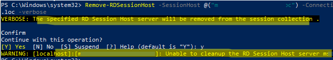 Remove-RDSessionHost - Невозможно очистить сервер RD Session Host 
