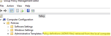 gpo editor: Определения политик (файлы ADMS), полученные с локального компьютера