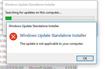 Windows Update Standalone Installer: Обновление не применимо к вашему компьютеру