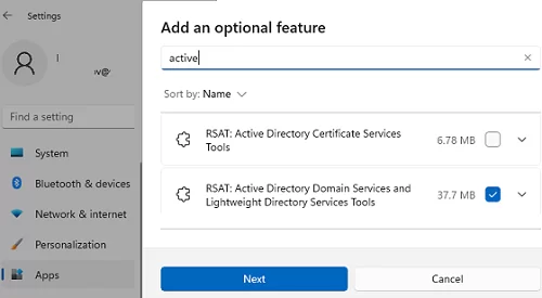 windows 11 установить RSAT: Active Directory Domain Services and Lightweight Directory Services Tool