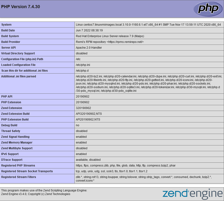 php info page