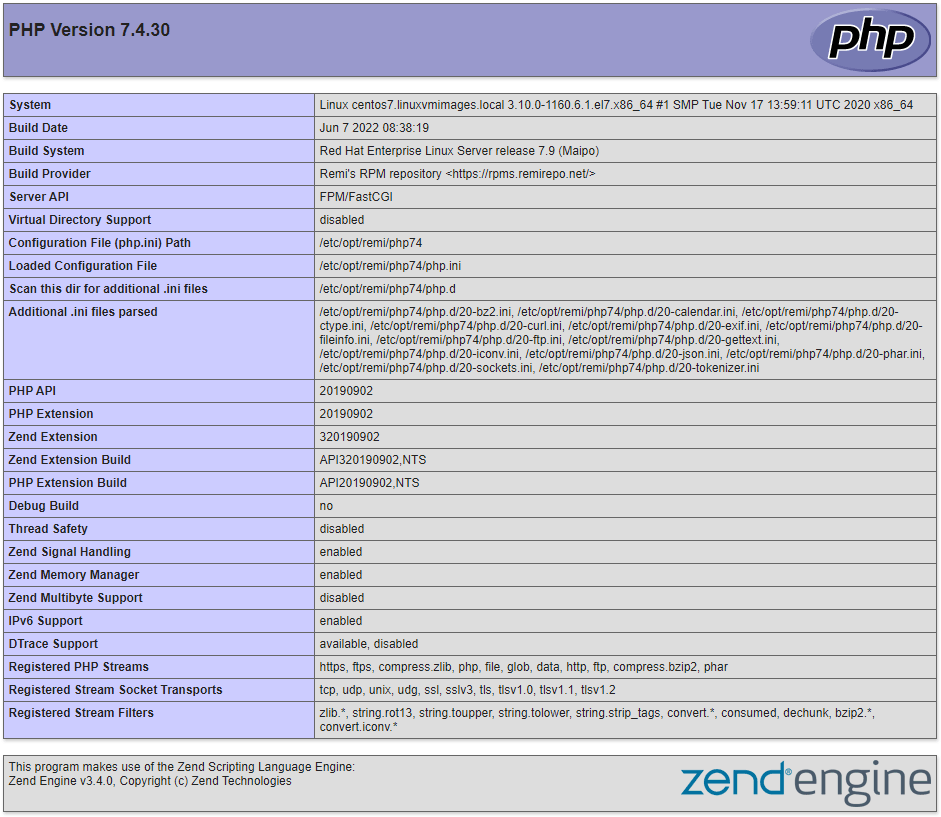 web2.yourdomain.com php_info redhat