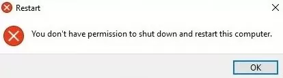 У вас нет разрешения на выключение или перезагрузку этого компьютера.